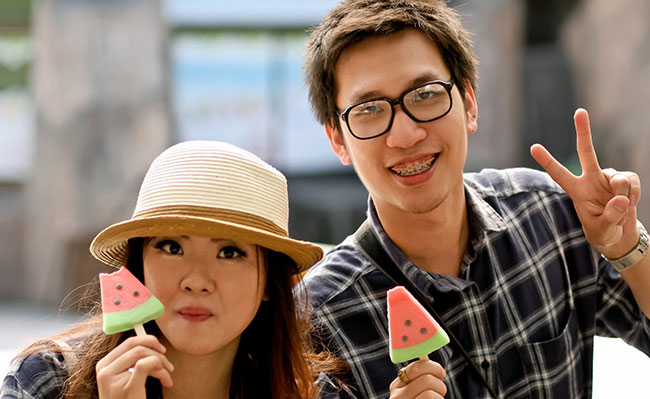 eating ice cream